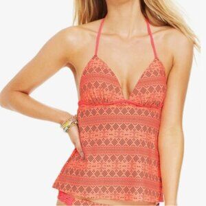 Hula Honey push up padding Coral apron back tankini top